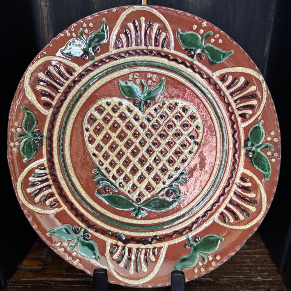 Turtle Creek Redware Heart Plate